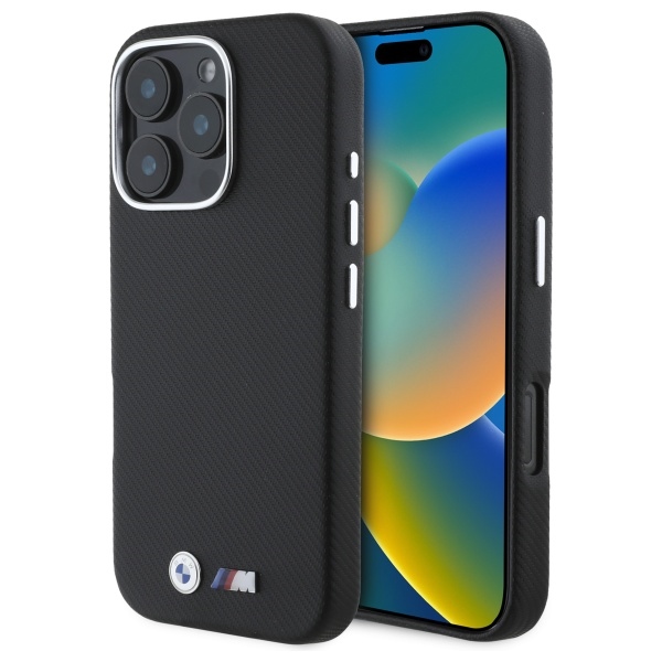 BMW M Edition Kevlar Wrapped Metal iPhone 16 Pro Max Suojakuori - Musta