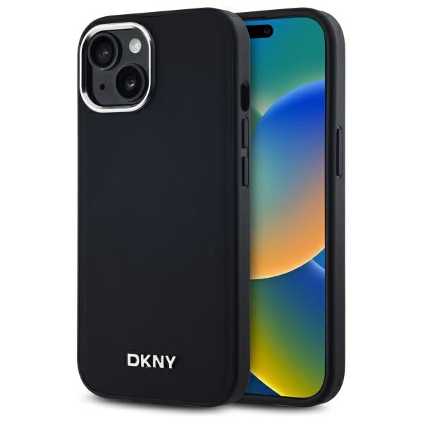 DKNY Plain Logo MagSafe iPhone 15 Plus:lle Suojakuori - Musta