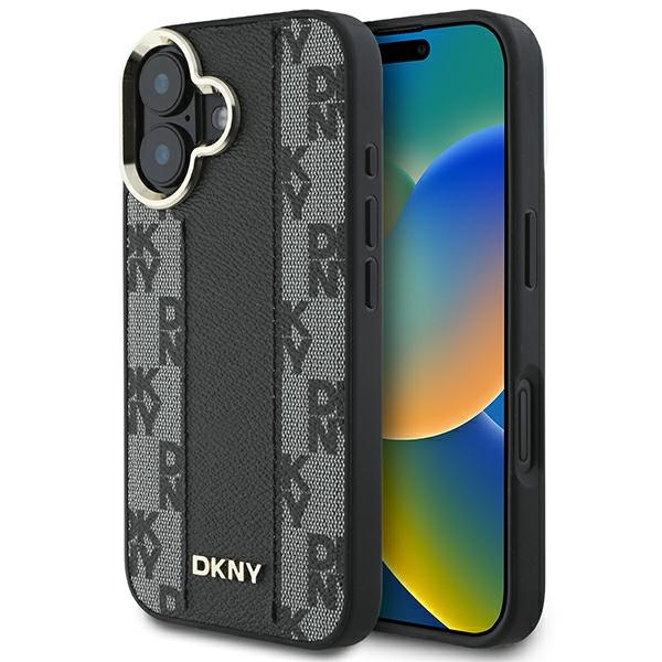 DKNY Checkered Pattern Magsafe iPhone 16 Plus:lle Suojakuori - Musta