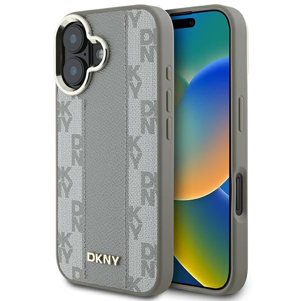 DKNY Checkered Pattern Magsafe iPhone 16:lle Suojakuori - Beige