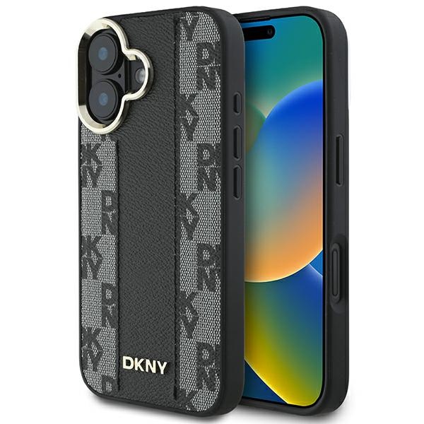 DKNY Checkered Pattern Magsafe iPhone 16:lle Suojakuori - Musta