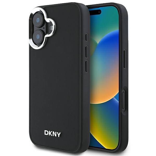 DKNY Plain Hopeinen Logo MagSafe iPhone 16:lle Suojakuori - Musta