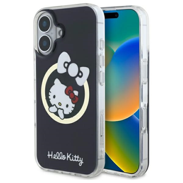 Hello Kitty IML Fun Bow Magsafe iPhone 16:lle Suojakuori - Musta