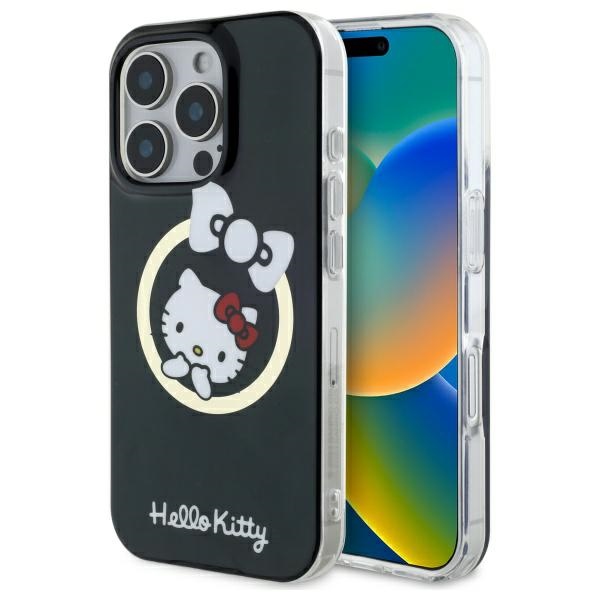 Hello Kitty IML Fun Bow Magsafe iPhone 16 Pro Max:lle Suojakuori - Musta
