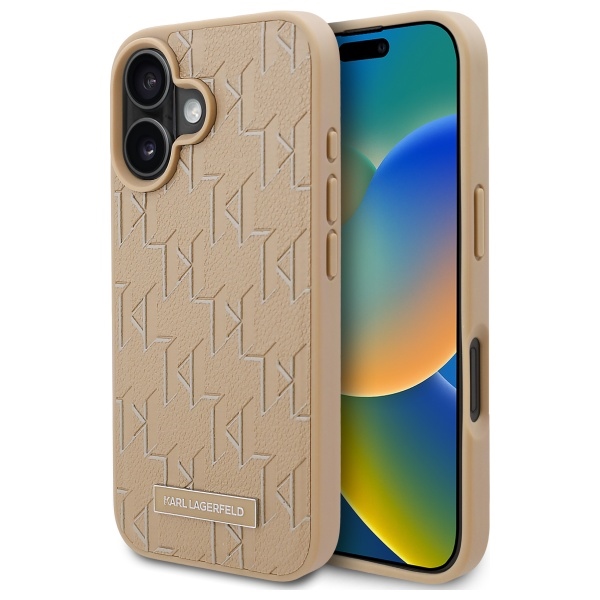 Karl Lagerfeld Hot Stamp MagSafe Suojakuori iPhone 16:lle - Beige