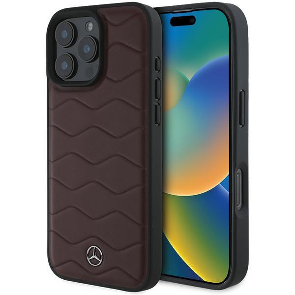 Mercedes MB Waves Nahkainen Suojakuori iPhone 16 Pro Max:lle - Punainen