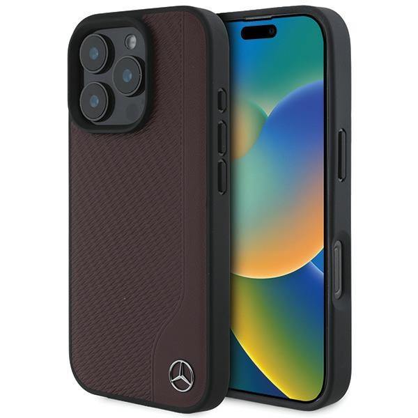 Mercedes MB Wood Imitation Nahkainen MagSafe Suojakuori iPhone 16 Pro Max:lle - Punainen