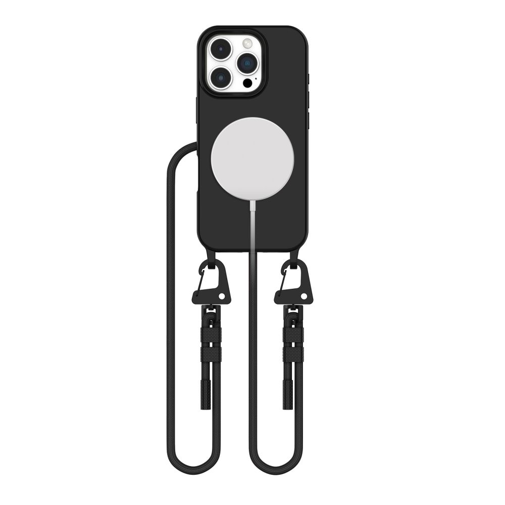 Tech-Protect MagNecklace MagSafe Suojakuori kaulanauhasolmulla iPhone 16 Pro:lle - Musta