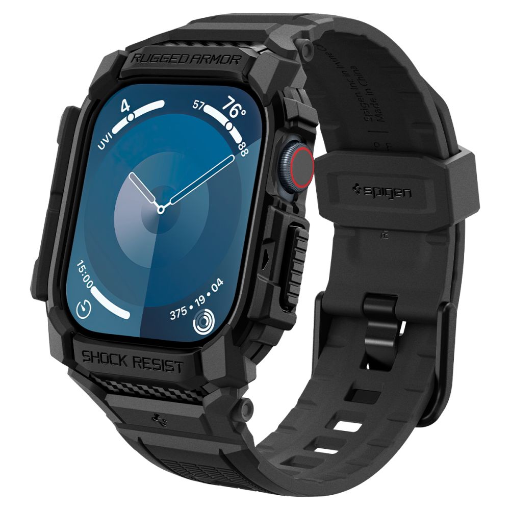 Spigen Rugged Armor Pro Suojakuori hihnalla Apple Watch 10:lle (42mm) - Musta