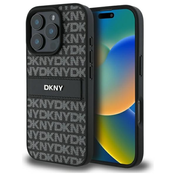 DKNY Texture Pattern Tonal Stripe iPhone 16 Pro:lle Suojakuori - Musta