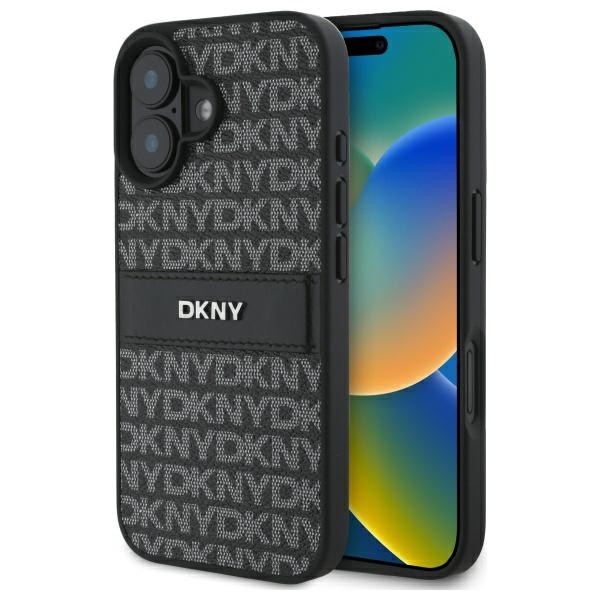 DKNY Texture Pattern Tonal Stripe Suojakuori iPhone 16:lle - musta