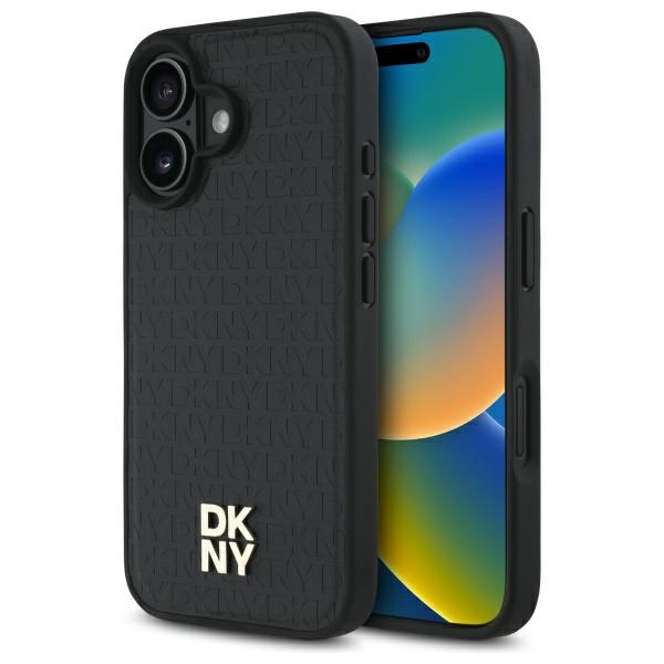 DKNY Repeat Pattern Stack Logo MagSafe Suojakuori iPhone 16:lle - musta