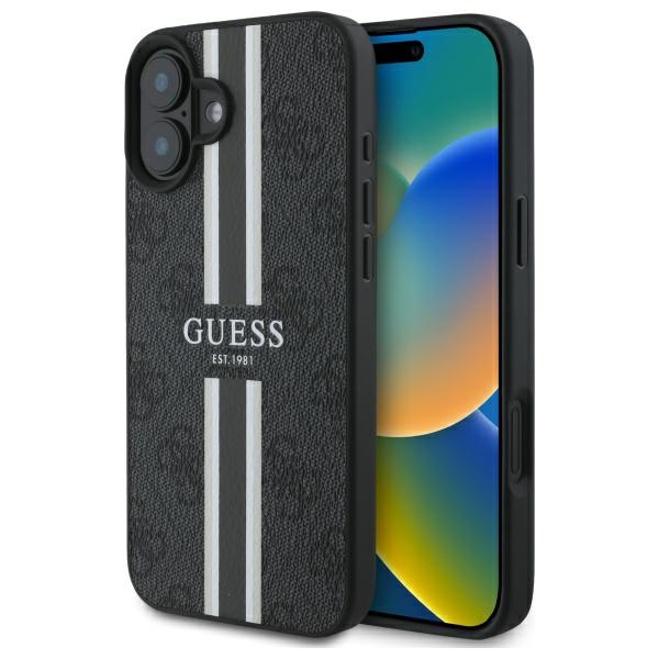 Guess 4G Printed Stripes MagSafe Suojakuori iPhone 16:lle - musta