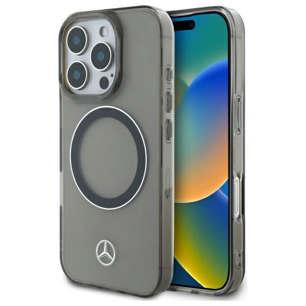 Mercedes Silver Ring MagSafe Suojakuori iPhone 16 Pro:lle - musta
