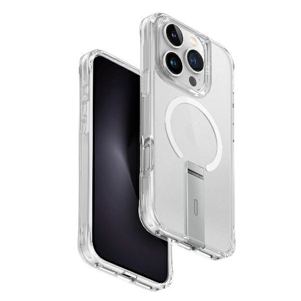 Uniq Eleva Vertica-jalustalla Suojakuori iPhone 16 Pro:lle - läpinäkyvä