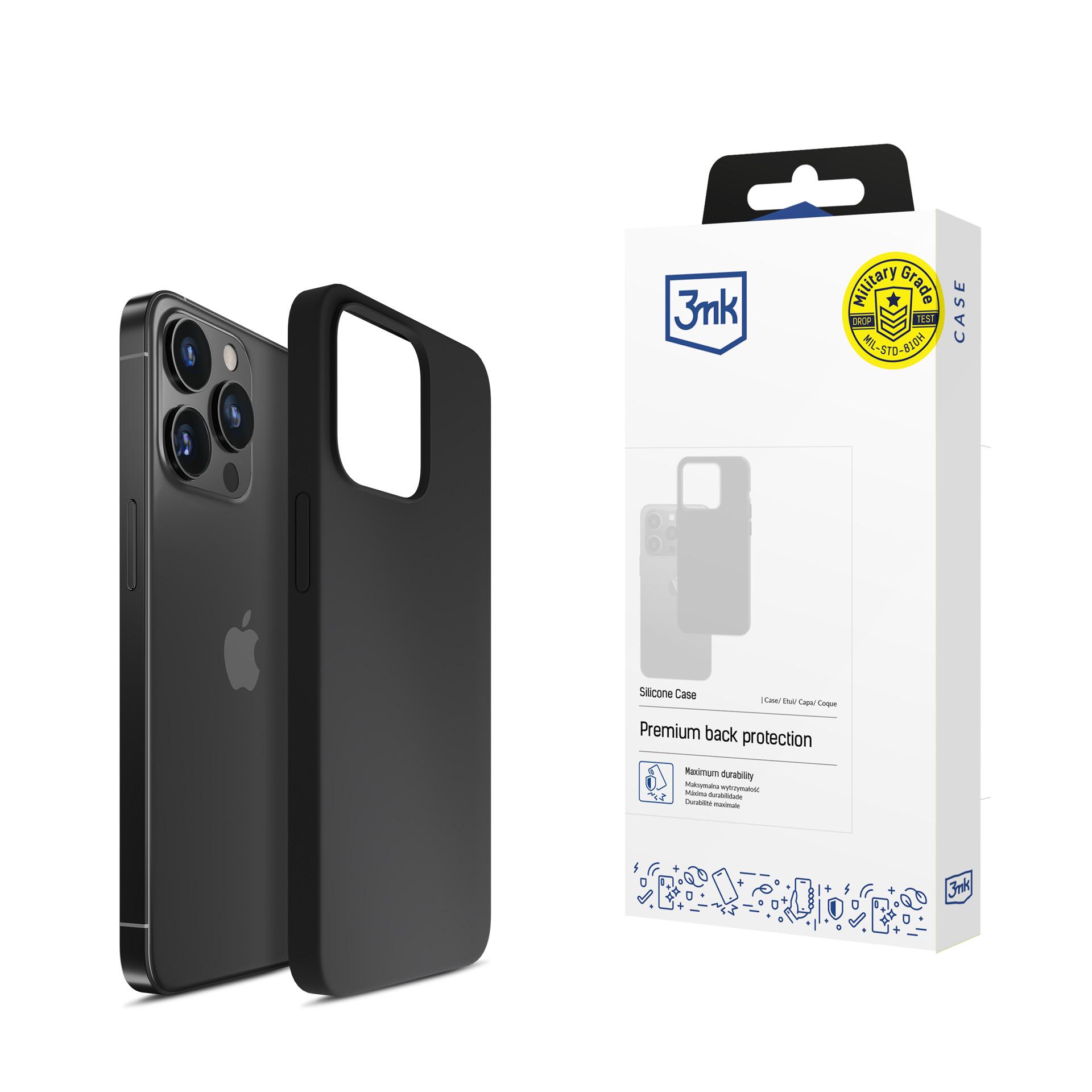 3mk Silikoninen Suojakuori iPhone 16 Pro:lle - Musta