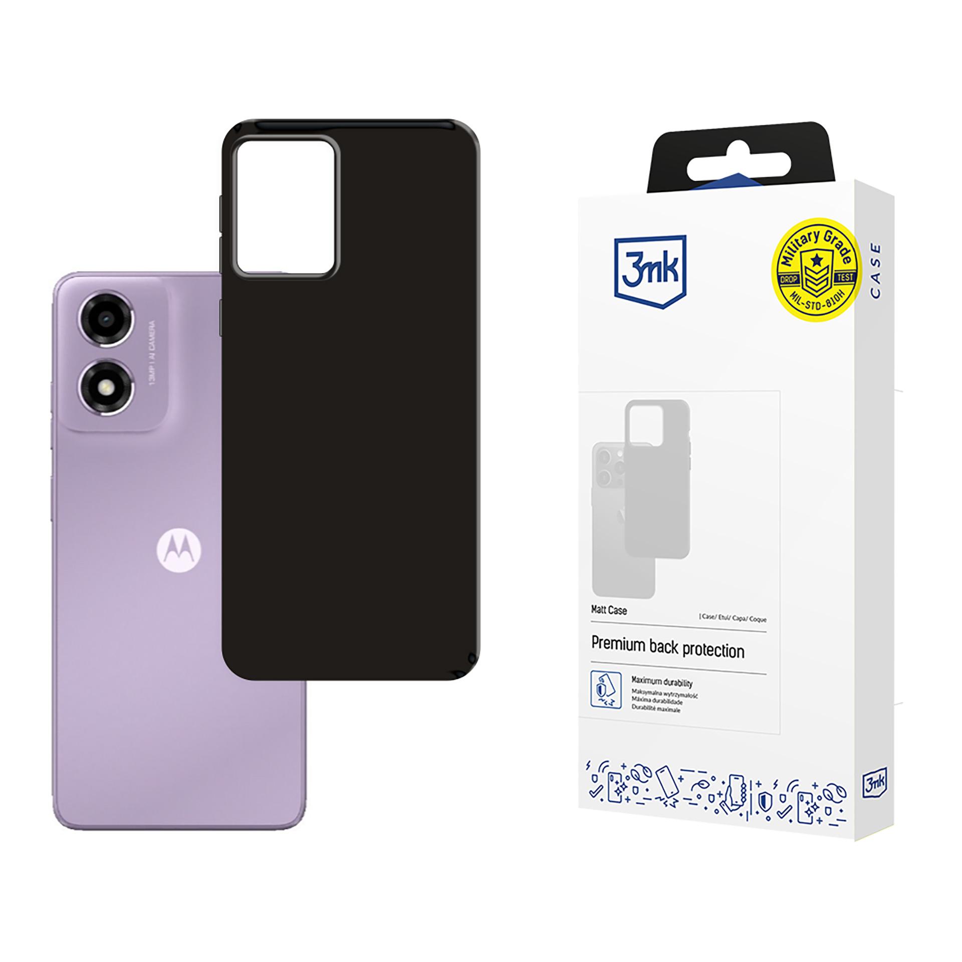 3mk Matt Case Motorola Moto E14 / G04 / G04S:lle - Musta