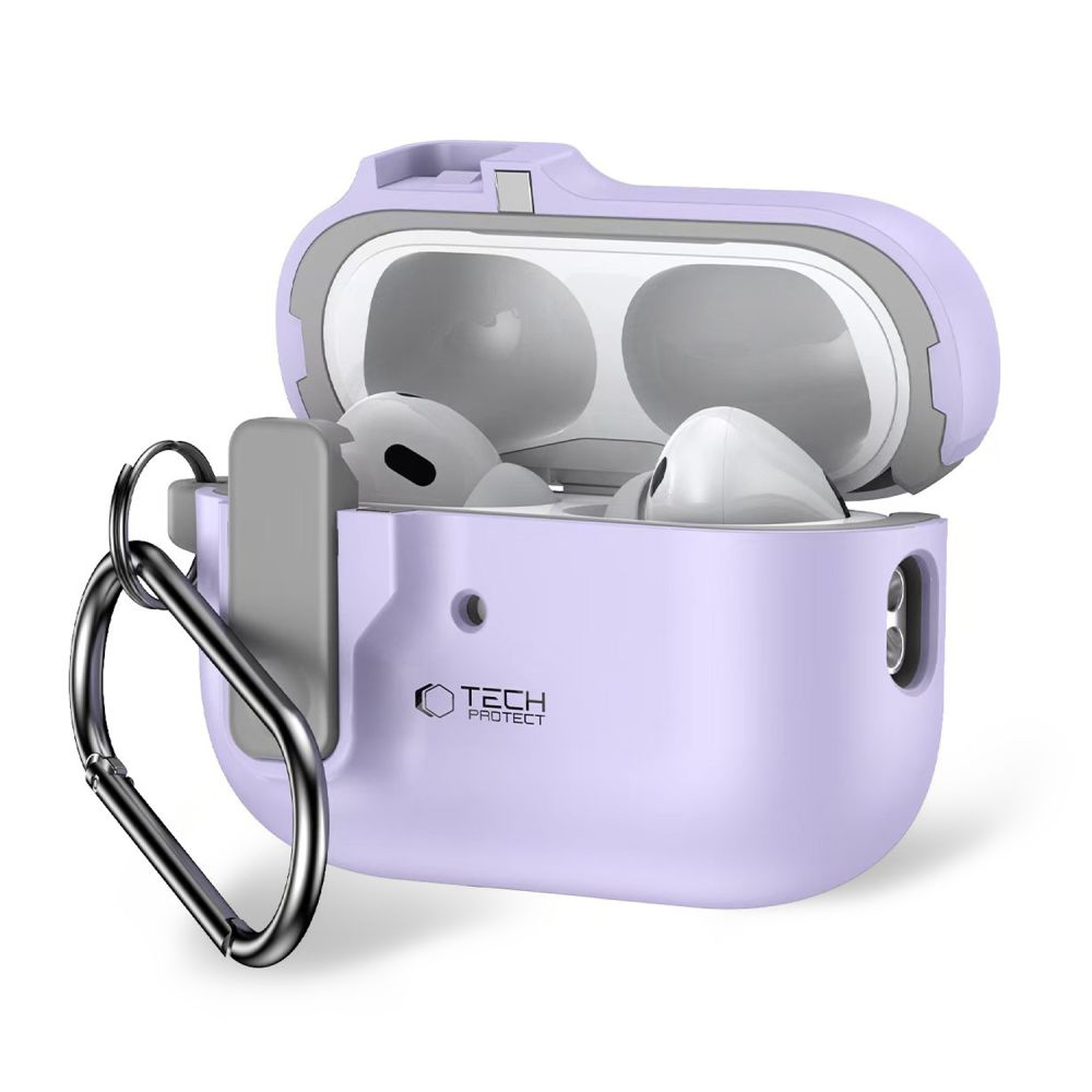 Tech-Protect Slim Hook Suojakuori karabiinilla Apple AirPods Pro 1 / 2:lle - violetti