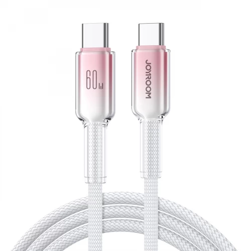 Joyroom S-A42 Crystal-Clear Series 60W USB-C - USB-C -kaapeli 1,2 m - valkoinen