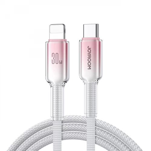 Joyroom S-A42 Crystal-Clear Series 30W USB-C - Lightning -kaapeli 1,2 m - valkoinen