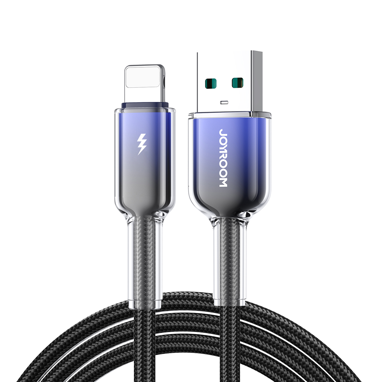 Joyroom S-A42 Crystal-Clear Series 3A USB-A - Lightning -kaapeli 1,2 m - musta