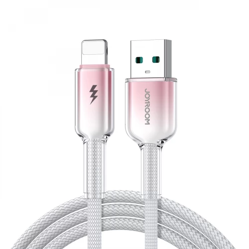 Joyroom S-A42 Crystal-Clear Series 3A USB-A - Lightning -kaapeli 1,2 m - valkoinen