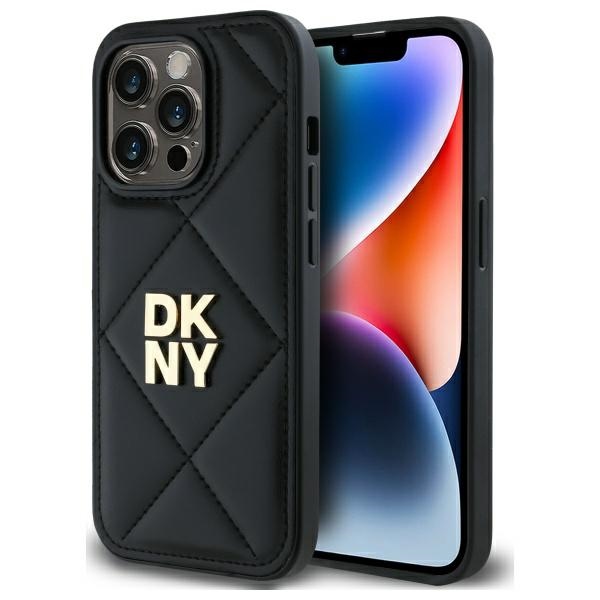 DKNY Quilted Stack Logo Suojakuori iPhone 14 Pro:lle - musta