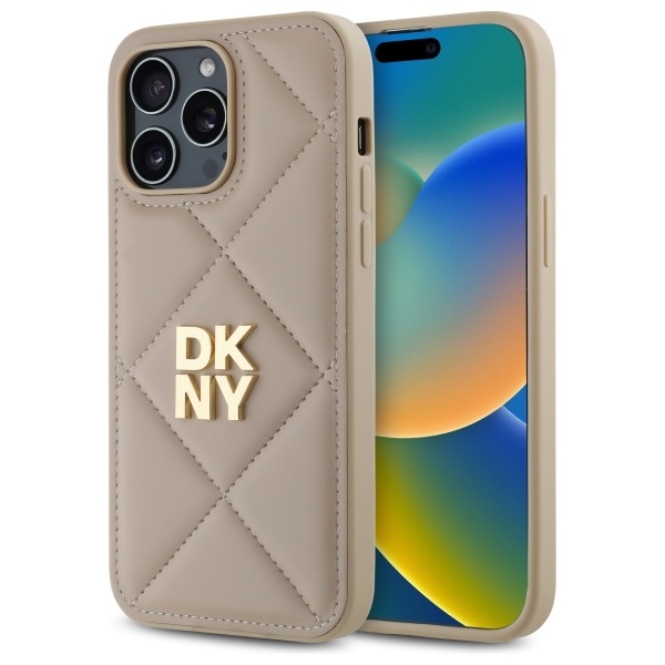 DKNY Quilted Stack Logo Suojakuori iPhone 14 Pro Max:lle - beige