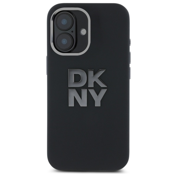 DKNY Liquid Silicone Metal Logo Suojakuori iPhone 16:lle - musta