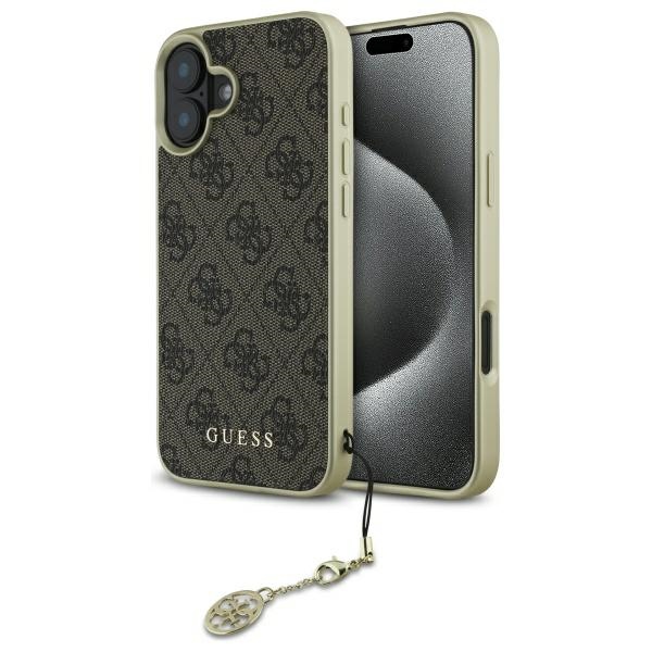 Guess 4G Charms Collection suojakuori iPhone 16 Plus:lle - ruskea