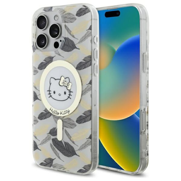 Hello Kitty IML Golden Leaves MagSafe Suojakuori iPhone 16 Pro Max:lle - valkoinen