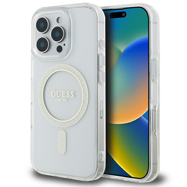 Guess IML Glitter Circle MagSafe suojakuori iPhone 16 Pro Max:lle - läpinäkyvä