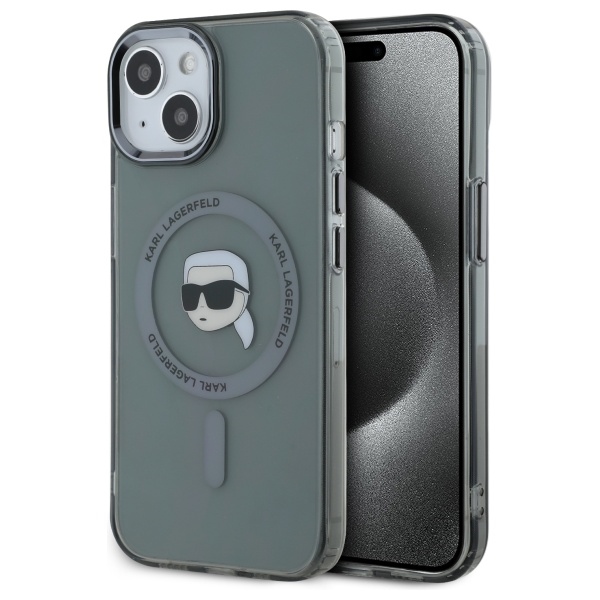 Karl Lagerfeld KLHMP15SHLSKIK iPhone 15 6.1" musta/musta kovakuori IML Metal Karl Head MagSafe