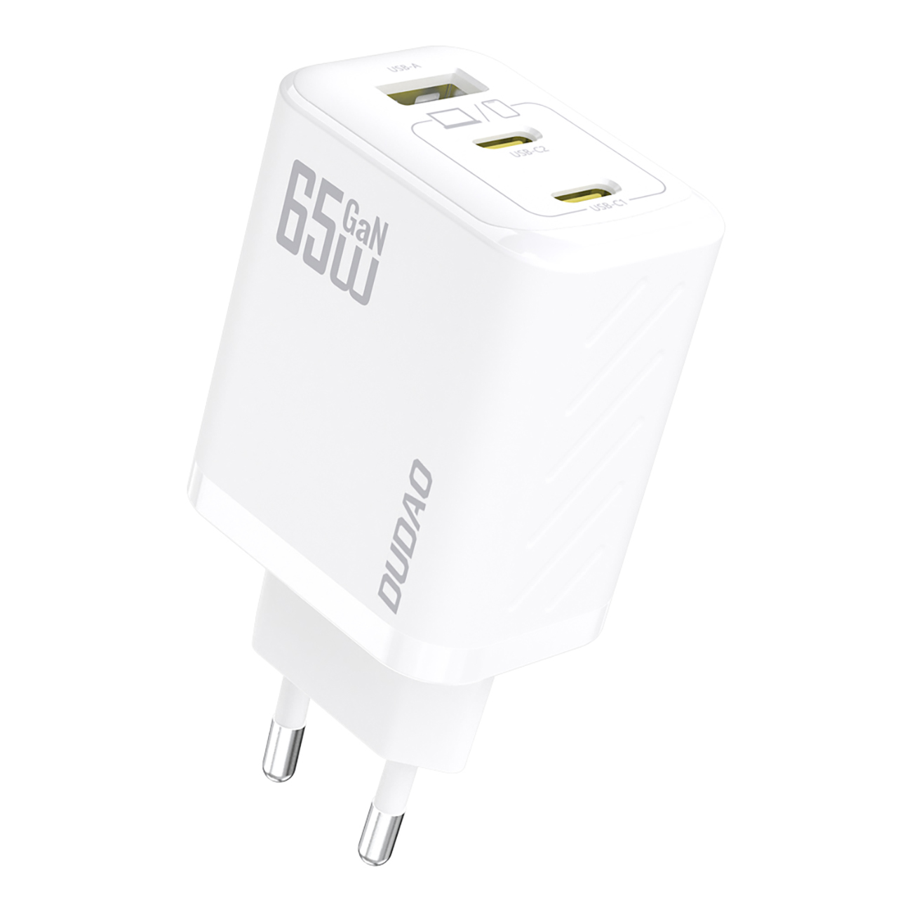 Dudao A29 65 W GaN seinälaturi 2 x USB-C + 1 x USB-A - valkoinen
