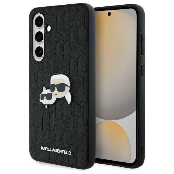 Karl Lagerfeld KLHCS24FEPGKLKCPK Samsung S24 FE S721 musta/musta kovakuori Monogram Karl&Chaoupette Head Pin