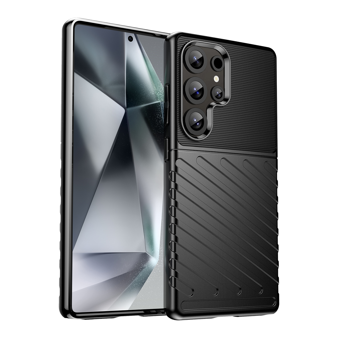 Thunder Suojakuori Samsung Galaxy S25 Ultra Silikoninen panssarisuoja - Musta