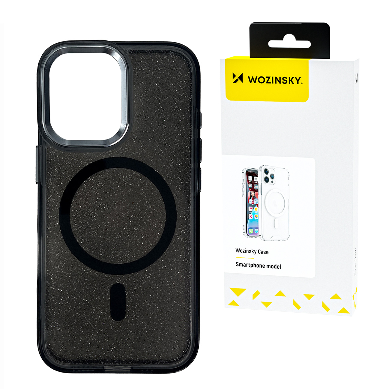 Wozinsky Glitter MagSafe Suojakuori Samsung Galaxy S25:lle - musta