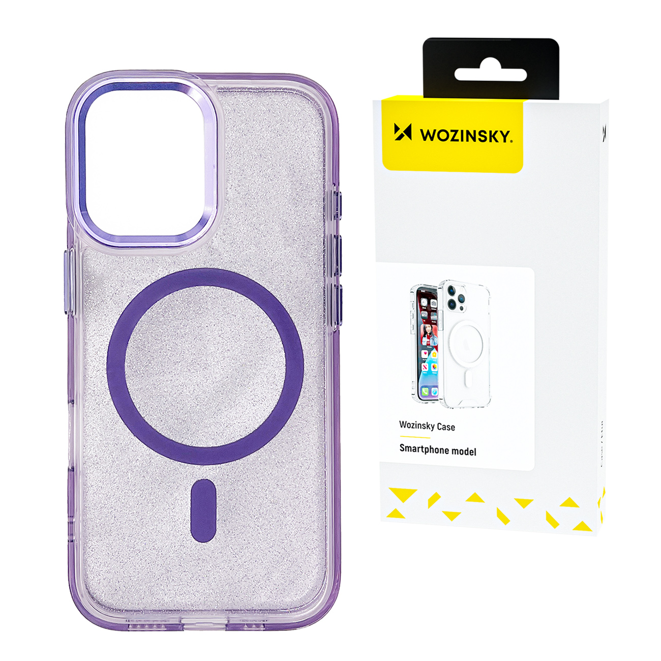 Wozinsky Glitter Suojakuori MagSafe Samsung Galaxy S25:lle - violetti glitterillä