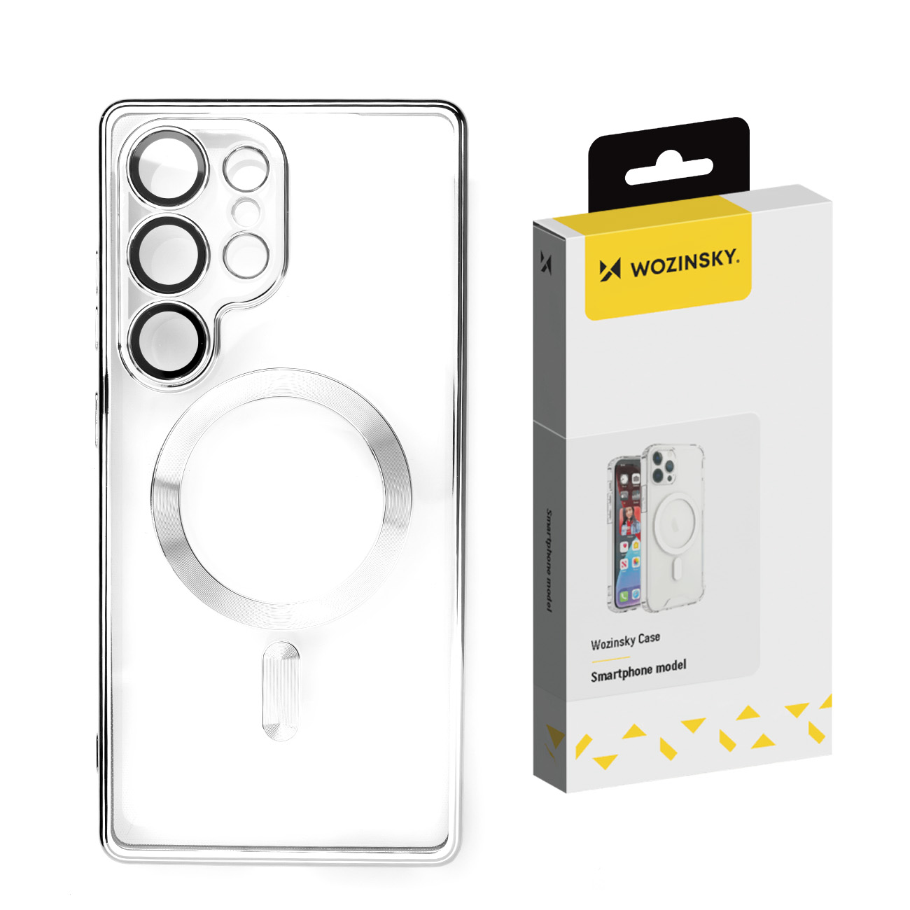 Wozinsky Electroplated MagSafe suojakuori Samsung Galaxy S24 FE:lle - hopeinen