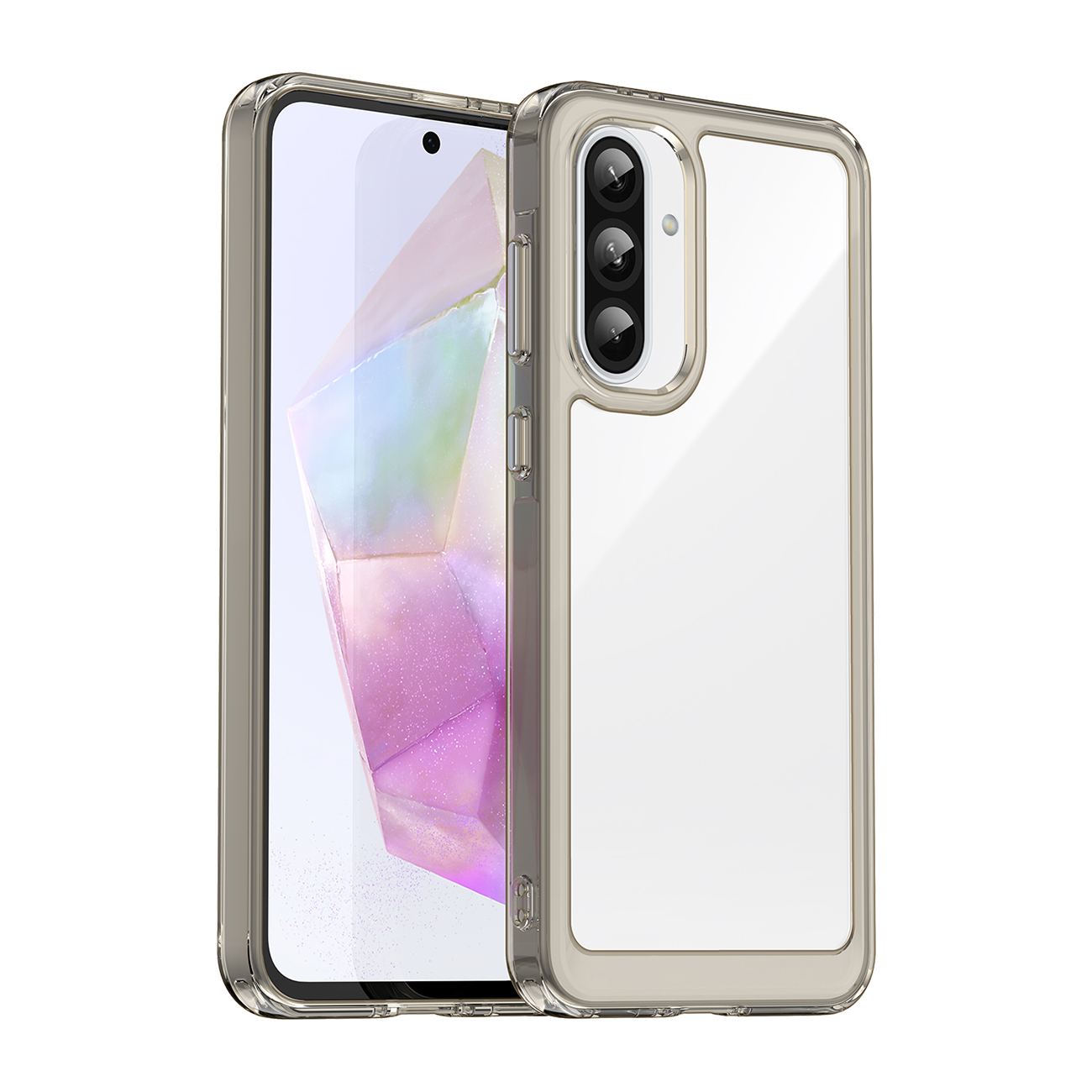 Outer Space Suojakuori Samsung Galaxy A56:lle joustava kehys - puoliläpinäkyvä, musta