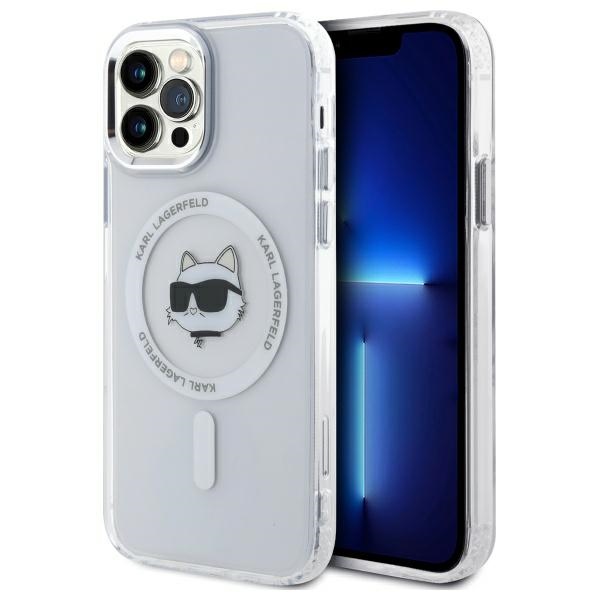 Karl Lagerfeld IML Metal Choupette Head MagSafe iPhone 12 Suojakuori - valkoinen