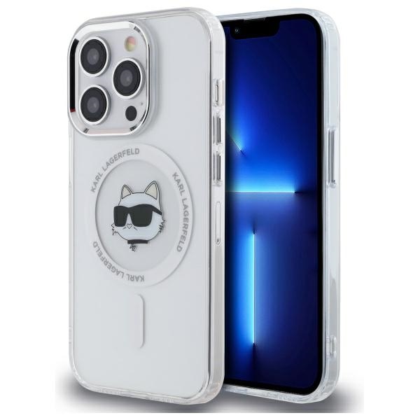 Karl Lagerfeld IML Metal Choupette Head MagSafe iPhone 13 Suojakuori - valkoinen