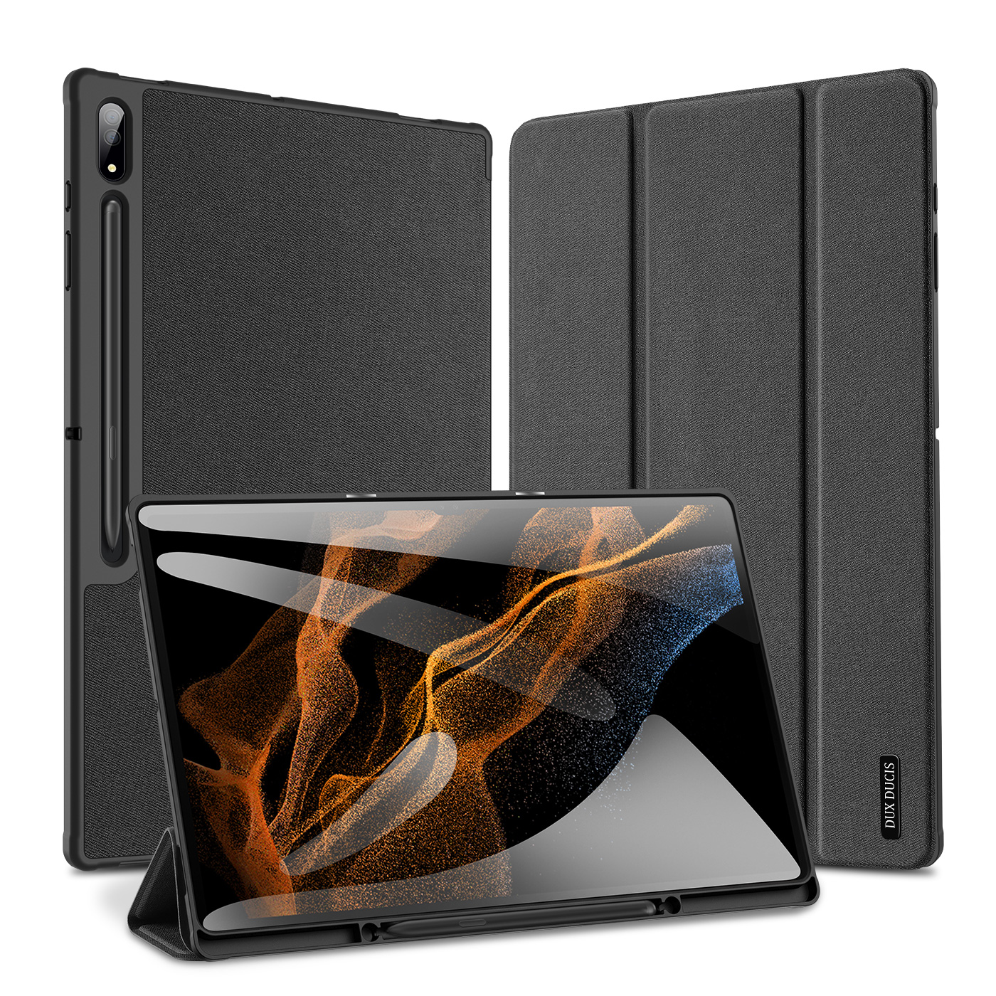 DUX DUCIS DOMO taittuva suojakuori kynälokerolla Samsung Tab S10 Ultra/S9 Ultra/S8 Ultra - musta