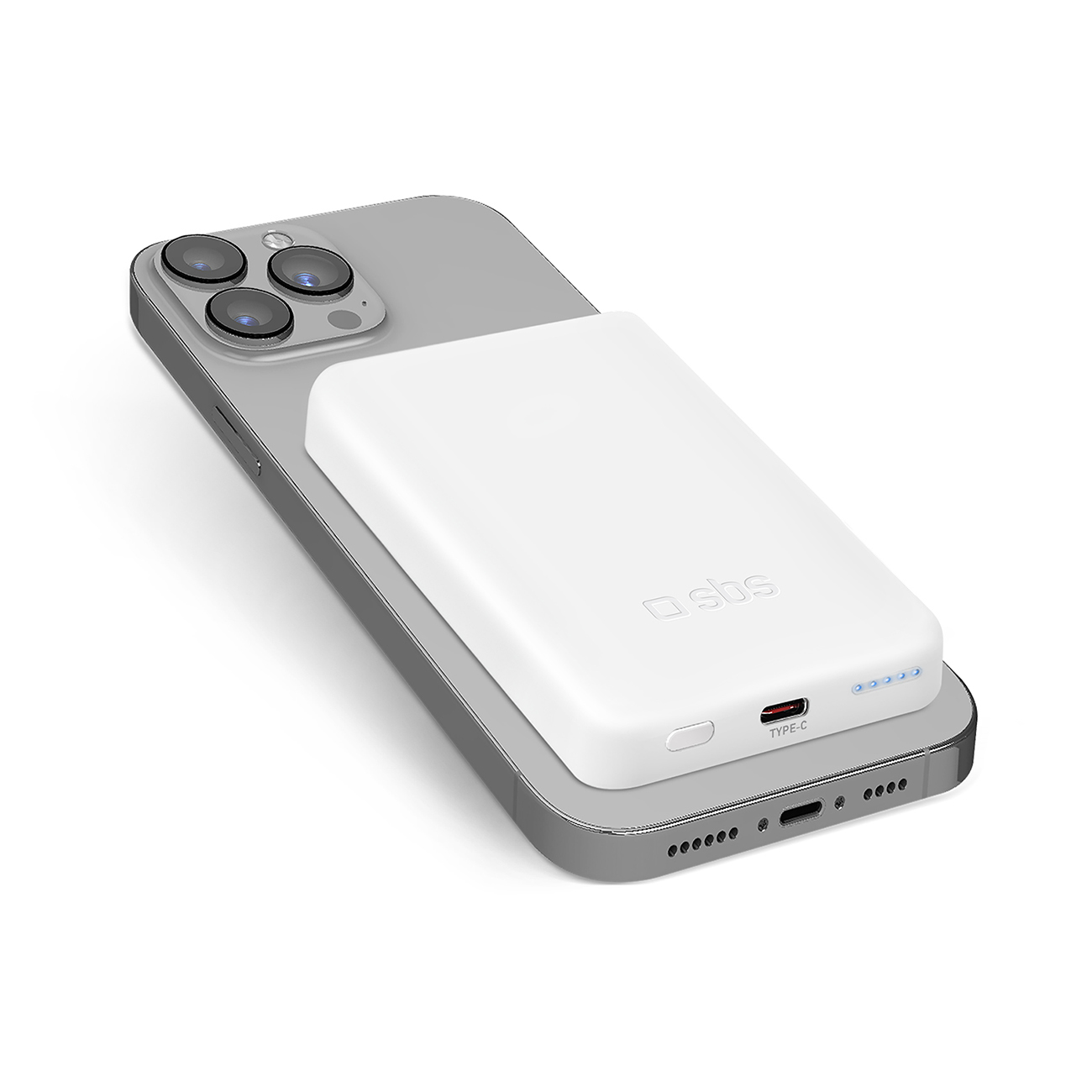 Powerbank SBS TEBB5000MAG1CW 5000 mAh USB-C, MagSafe-yhteensopiva - valkoinen