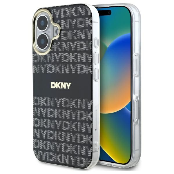 DKNY Repeat Texture Pattern Stripe Suojakuori iPhone 16:lle - musta