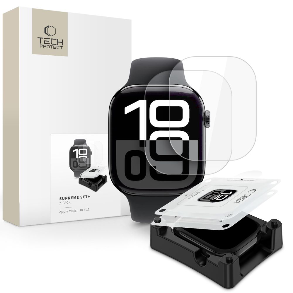 Tech-Protect Supreme Hydrogel kalvosetti 2-pakkaus Apple Watch 10 46 mm:lle - läpinäkyvä