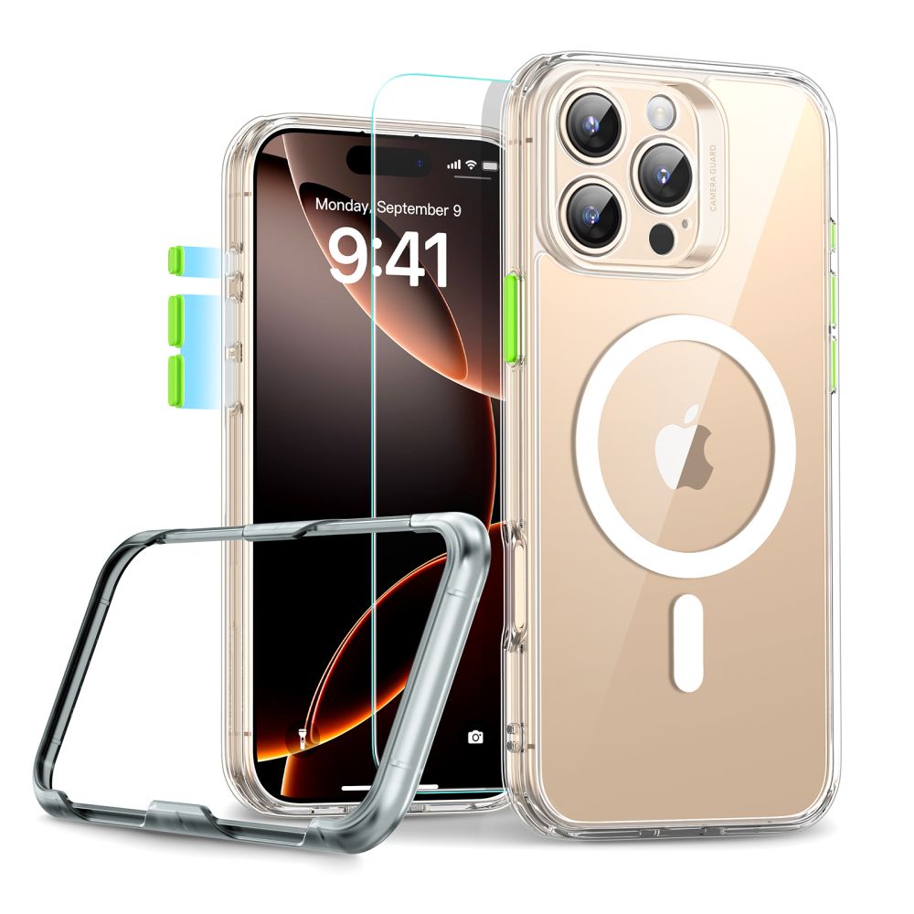 ESR Classic Pro Set Halolock MagSafe suojakuori iPhone 16 Pro Max -puhelimelle - kirkas