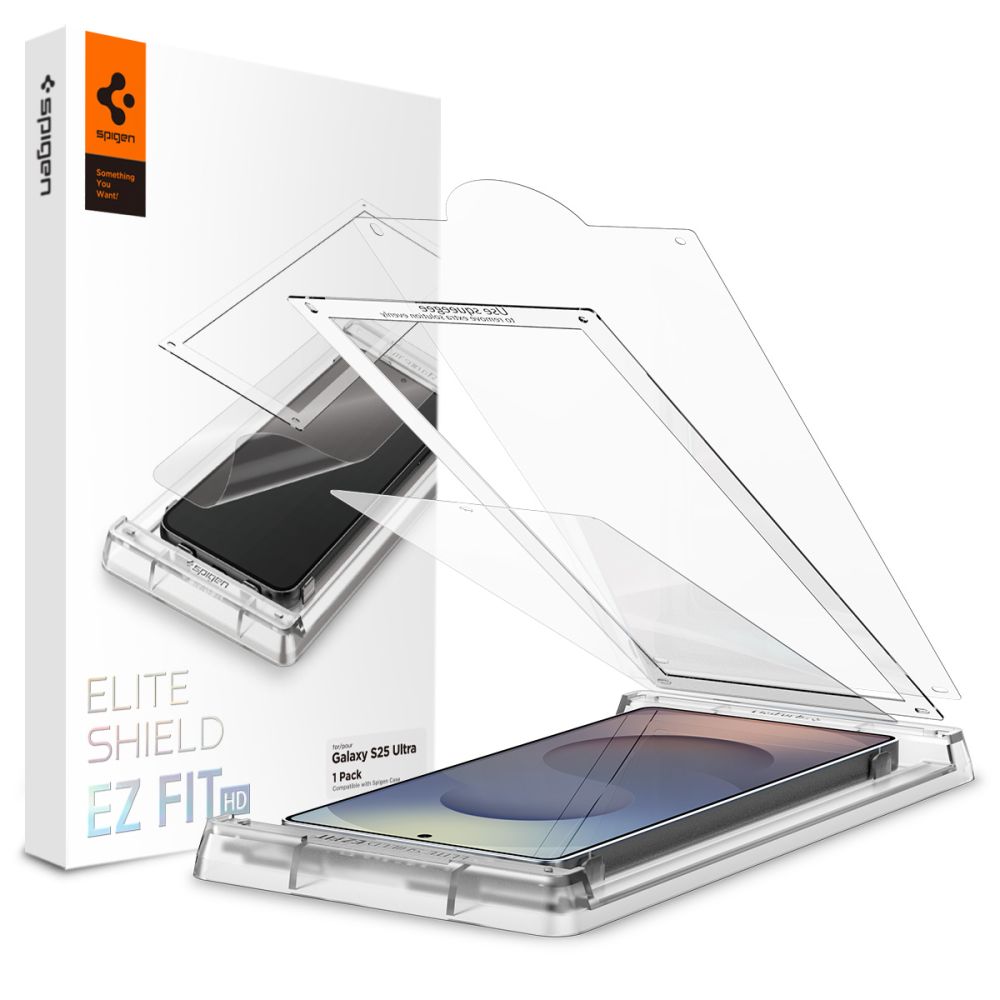 Spigen Elite Shield EZ FIT hybridilasi Samsung Galaxy S25 Ultra -puhelimelle - läpinäkyvä