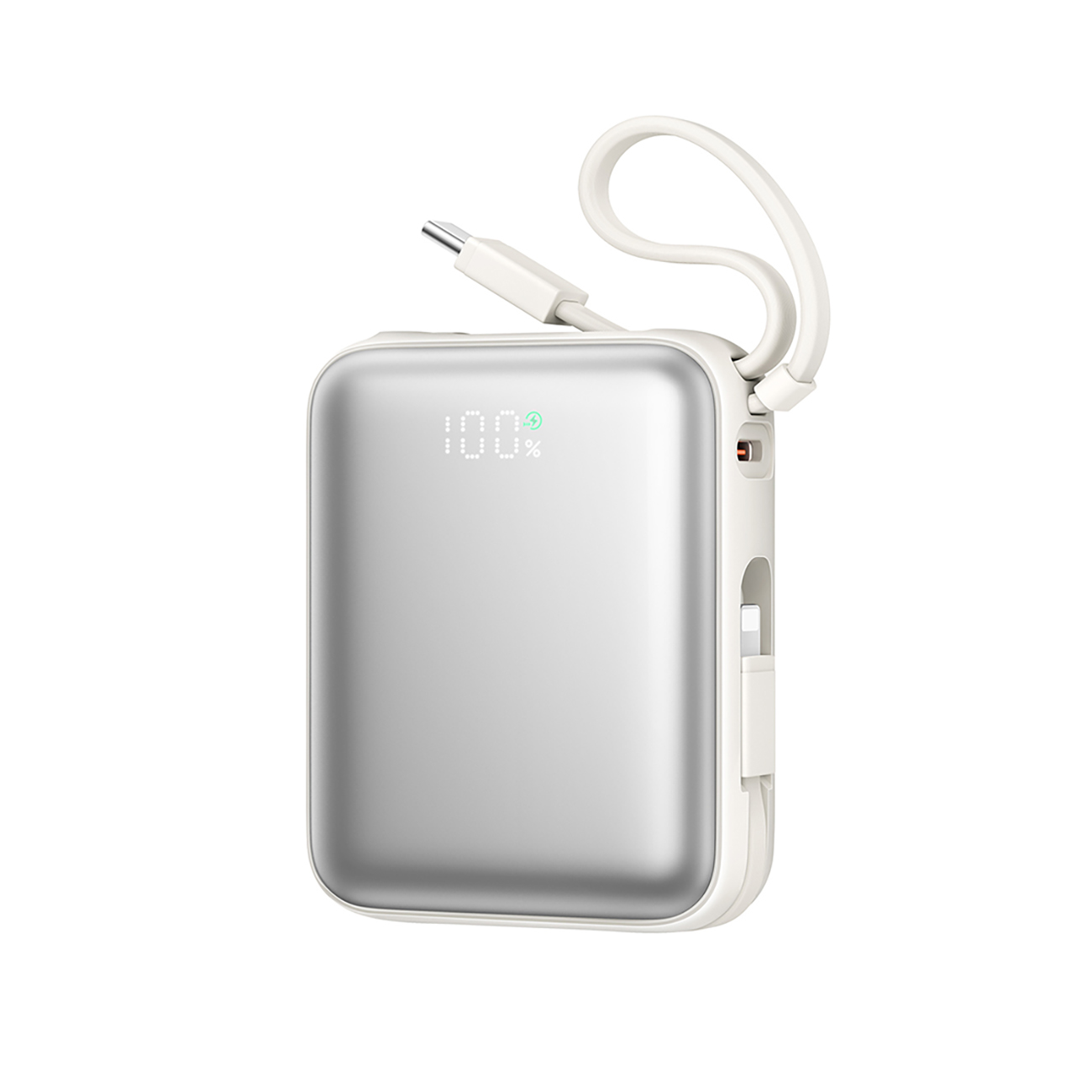 Joyroom JR-PBF27 10000mAh 22.5W tehopankki sisäänrakennetuilla USB-C- ja Lightning-kaapeleilla - valkoinen