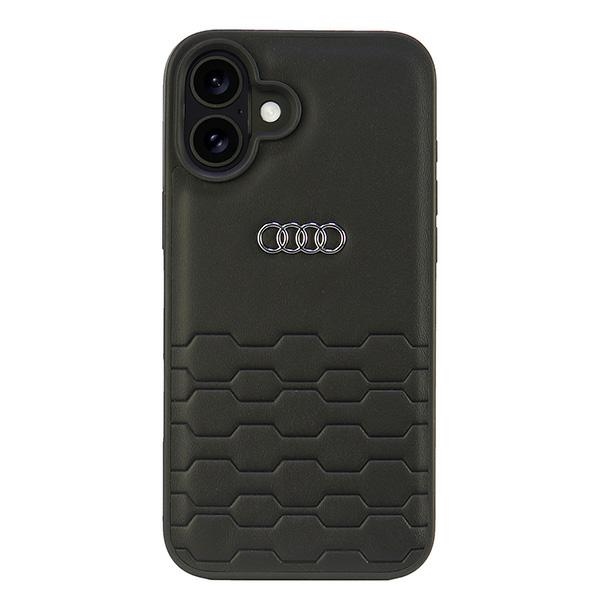 Audi Synteettinen Nahka iPhone 16 Plus 6.7" Musta/Musta Kova Suojakuori AU-TPUPCIP16M-GT/D2-BK